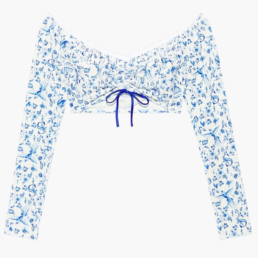 Savage Fenty Plush Velvet Long-Sleeve Sleep Crop Top